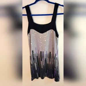 Forever Black and Purple Sequin Sleeveless Tank Top NWT